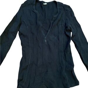 Skin Black V Neck Long Sleeve Top